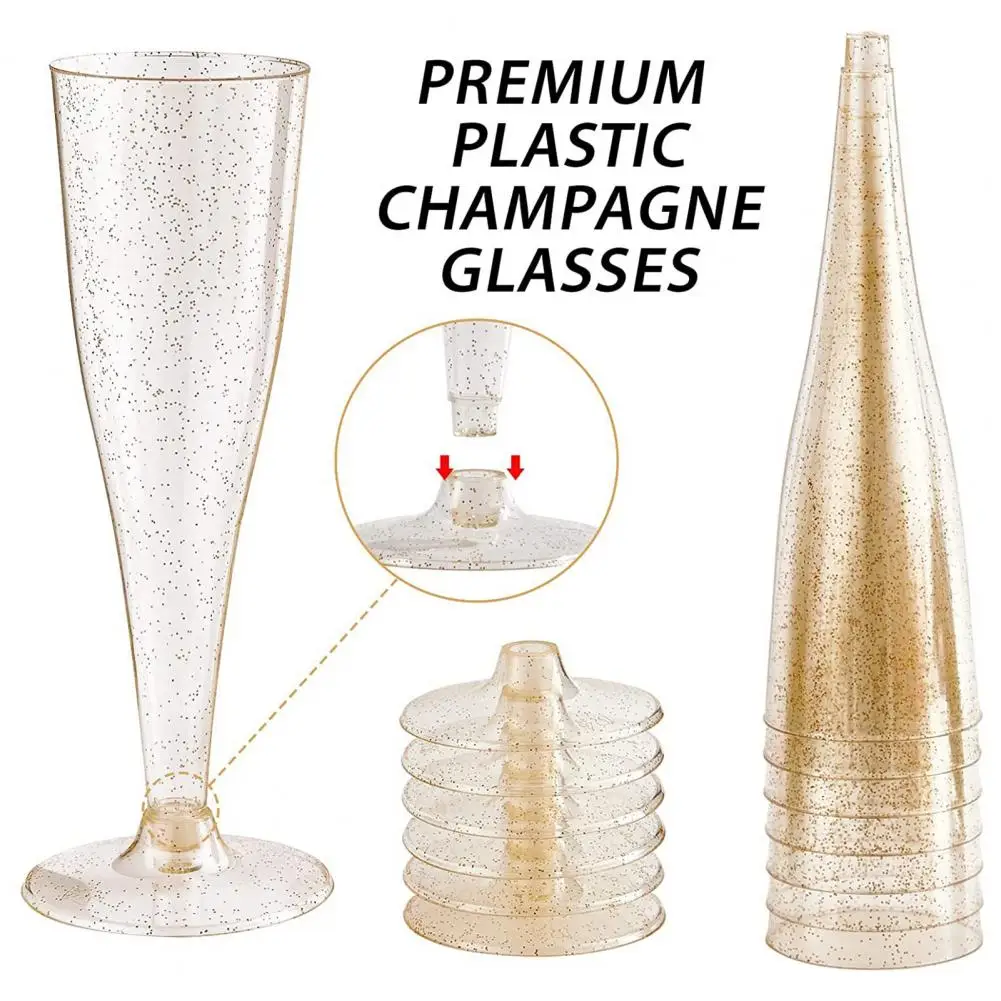10pcs 4.5OZ Golden Silver Disposable Cocktails Goblet Champagne Cup Red Wine Glasses Wedding Birthday Kitchen Party Beverage Cup