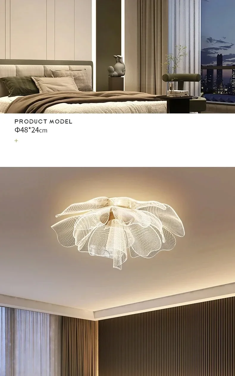 Description Picture 6 of itemLED Ceiling Light Flower Design Acrylic Lamp Study Bedroom Entrance Hallway Light Interior Gold Luxury Lighting