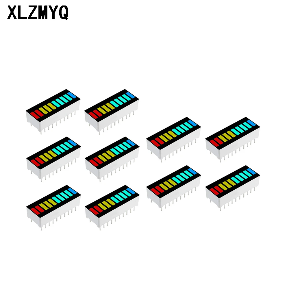 10pcs 10 Segment Bargraph Light Display Module LED Display Module Bar Graph Ultra Bright Red Yellow Green Blue Color Multi-color
