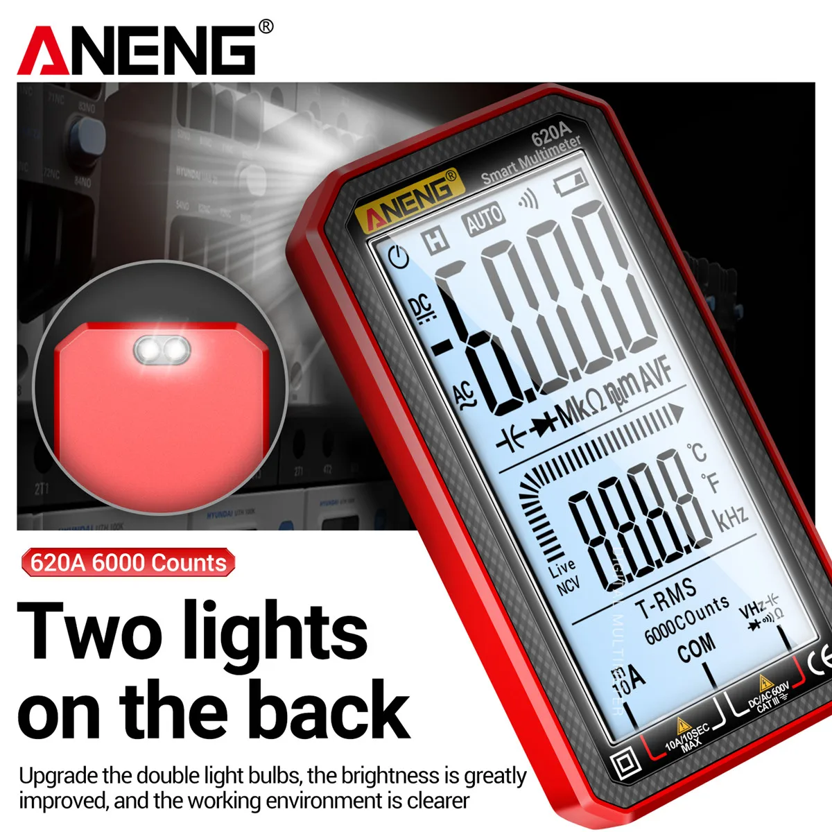 ANENG 620A Digital Multimeter 6000 Counts AC/DC Voltage Current Meter Diode True RMS Capacitor Temp Resistance Hz Test Tools