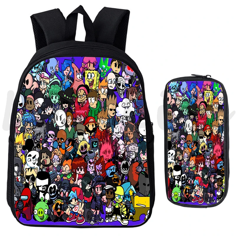 Friday Night Funkin Backpack Boys Girls Fnf Game Print School Bags 2Pcs