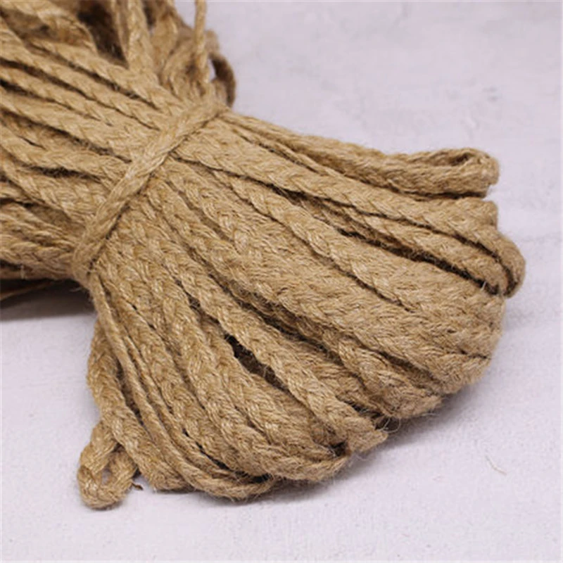 10m Natural Hemp Flat Rope Braided Cord Jute Burlap Ribbon Rustic