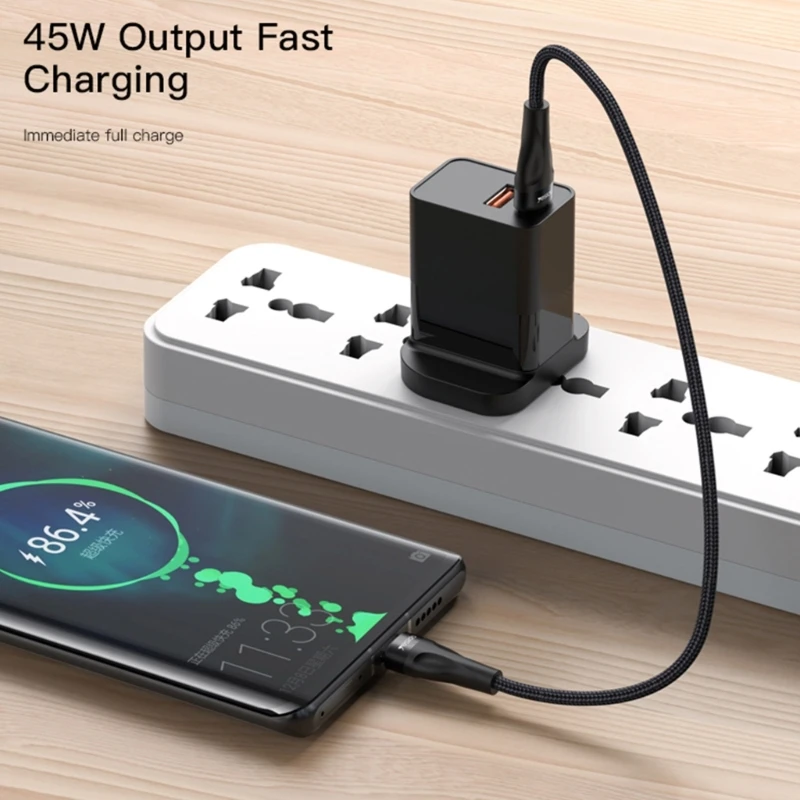 45W 30cm Short USB C to USB C Cable Type to Type Cable Fast Charging Data Transfer for Phone 15 Cellphone F19E