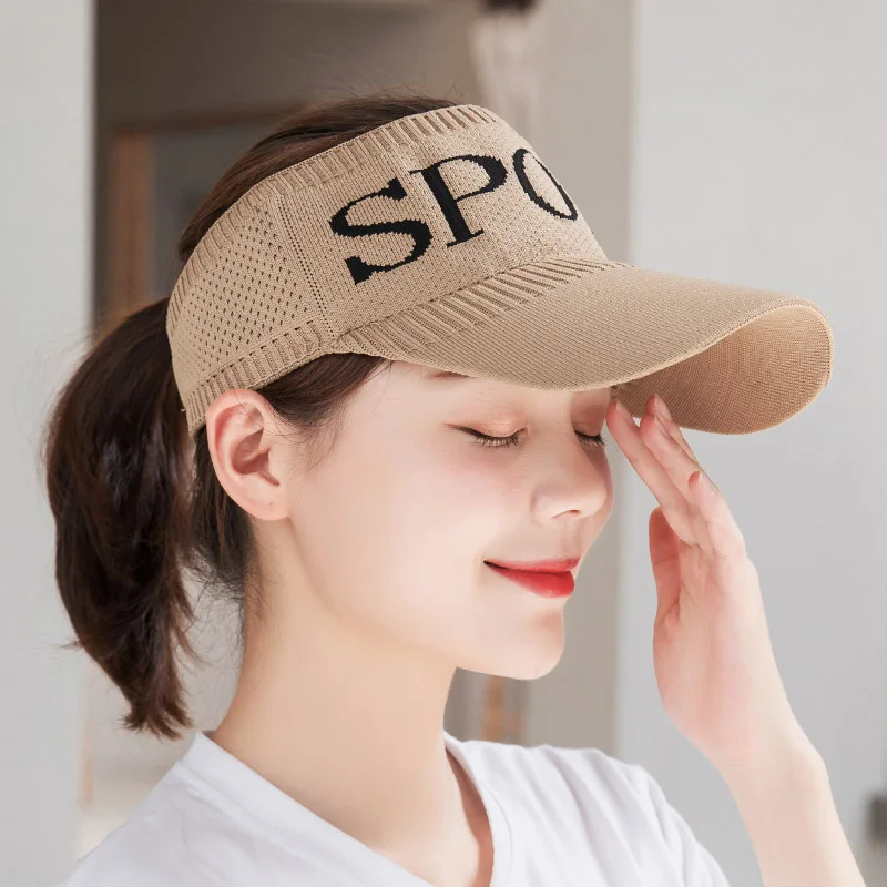 Spring and summer women's Sports Sun Hat Empty Top Woolen Peaked Cap Knitted Outdoor Protection