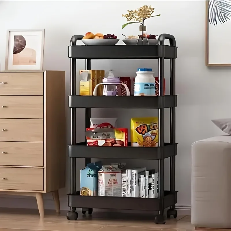 Movable trolley storage rack with wheels multi-layer bathroom kitchen storage rack home living room snack