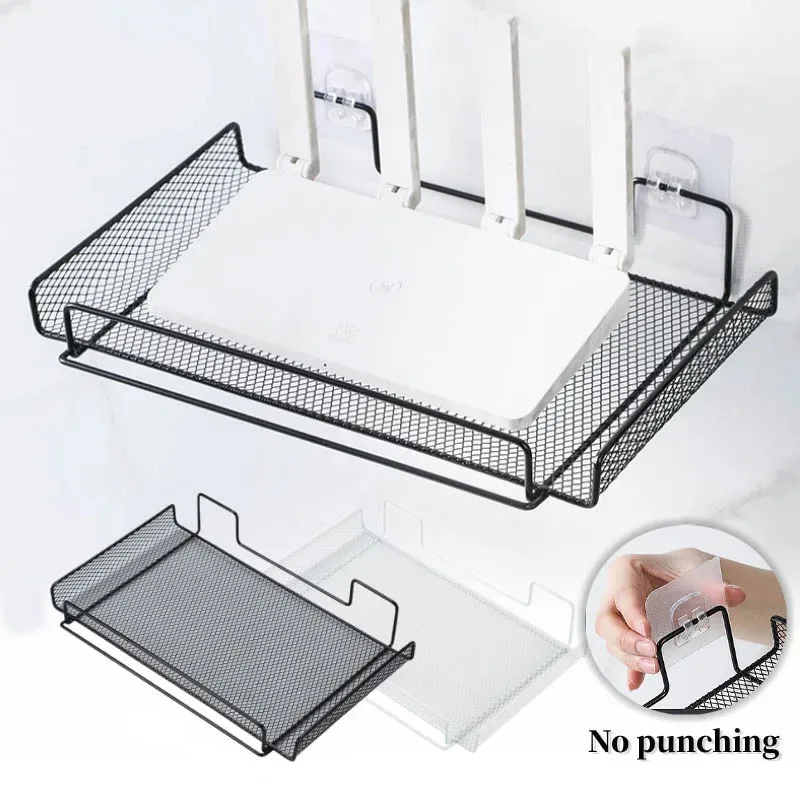 Self-adhesive Shelf Wall-mounted No-drill Storage Box Dish Drying Rack Kitchen Spice Wall Router Rack TV Set-top Box kitchen storage rack dish drying rack spice rack kitchen organizer spice storage shelf kitchen organizer rack wall mounted hook rack