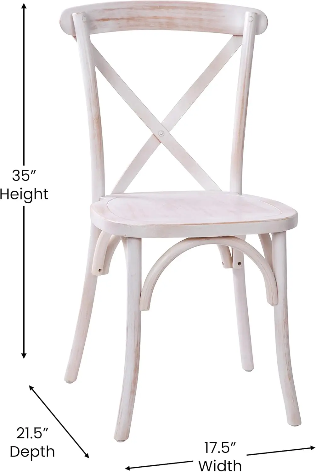 Bardstown X-Back Bistro Style Wooden Dining Chair for Kitchens and Dining Rooms, High-Back Wood Stackable Kitchen