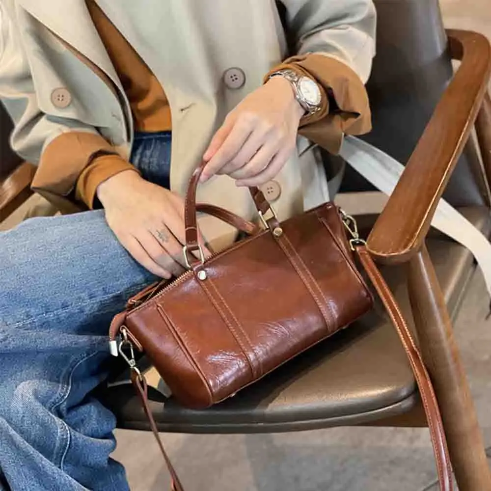 

Motingsome Retro Cowhide Leather Bag for Women Crossbody Mini Tote Luxury Leather Handbag and Purses Vintage Bags 2023
