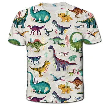 2024 Child Boys Girls Dinosaur T-shirts Summer Short Sleeve Boy Clothes Causal T Shirt Tops Tee Children's clothing 3-14 year 1