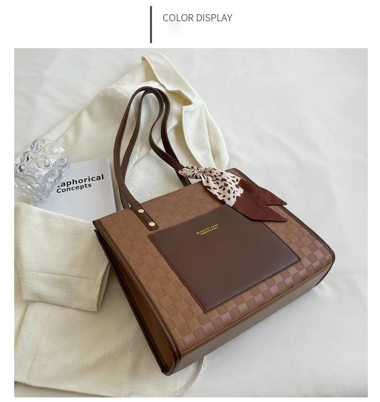 Women's Large Tote Bag With Texture For Daily Commuting And Work_voghion.com
