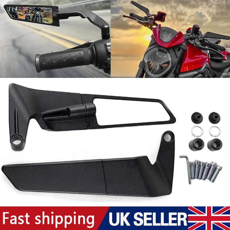 Motorcycle Wind Wing Rear View Mirrors Stealth Wind Wing Side Mirror Universal