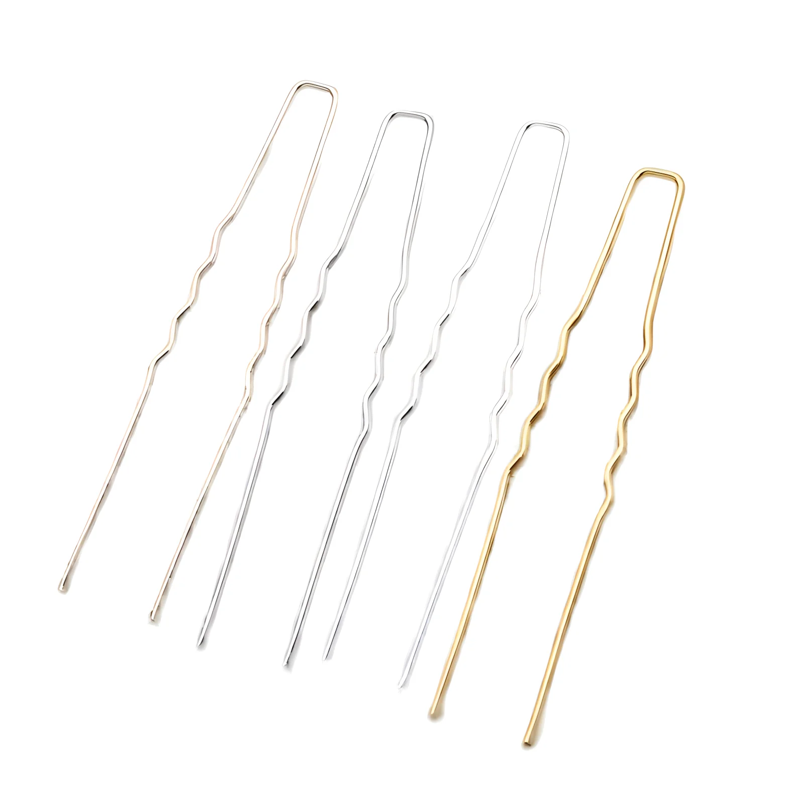100 PCS 1x64mm Hair Sticks Gold/ Silver Plated U shape Hair Pins Needles Setting DIY Accessories For Jewelry Making