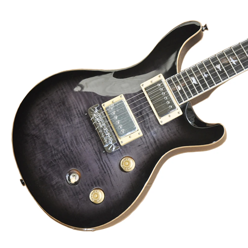 Electric Guitar Amber Pattern Black Double Shake 22 Products High Quality Factory Delivery OTGT-2003