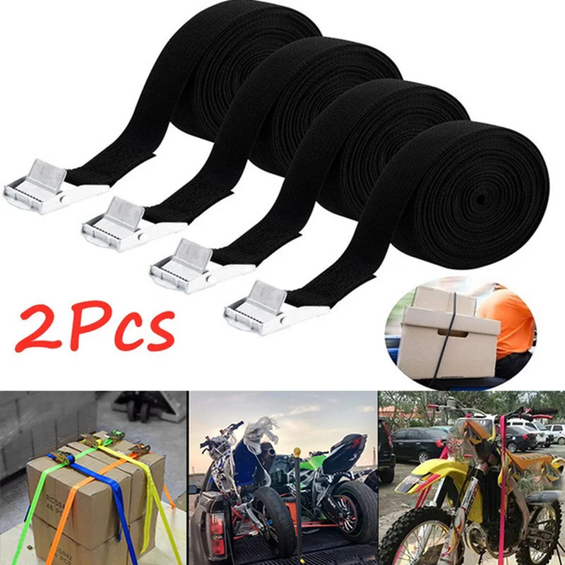 5m/3m Car Elastic Fixed Strap Zinc Alloy Press Buckle Cargo Binding Tighten Straps Organizer Car Trunks Roof Racks Bicycle Motor