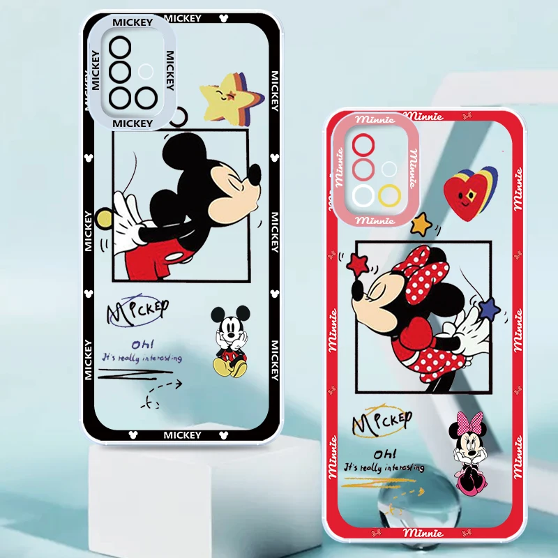 

Cute Mickey Minnie Disney Transparent Phone Case For Samsung A53 A52 A71 A51 A33 A2 A22 A21S A73 A72 A13 A12 5G Angel Eyes