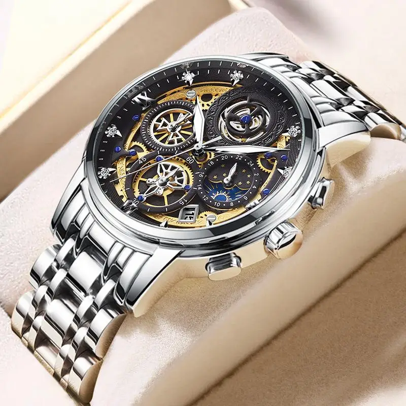 

Top Brand Luxury Men Watches Chronograph Quartz Men Watch Waterproof Sport Wrist Watch Men Stainless Steel Male Clock