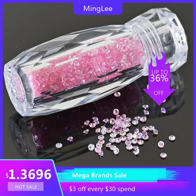 Glass Micro Mini Cut Glitter (1 of 2880PCS)-1.2mm (Clear AB, & Champagne)  Nail