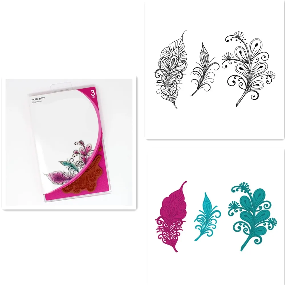 

Feather Metal Cutting Dies And Transparent Stamps For Diy Dies Scrapbooking Paper Card Decoration Craft Embossing Dies New 2023