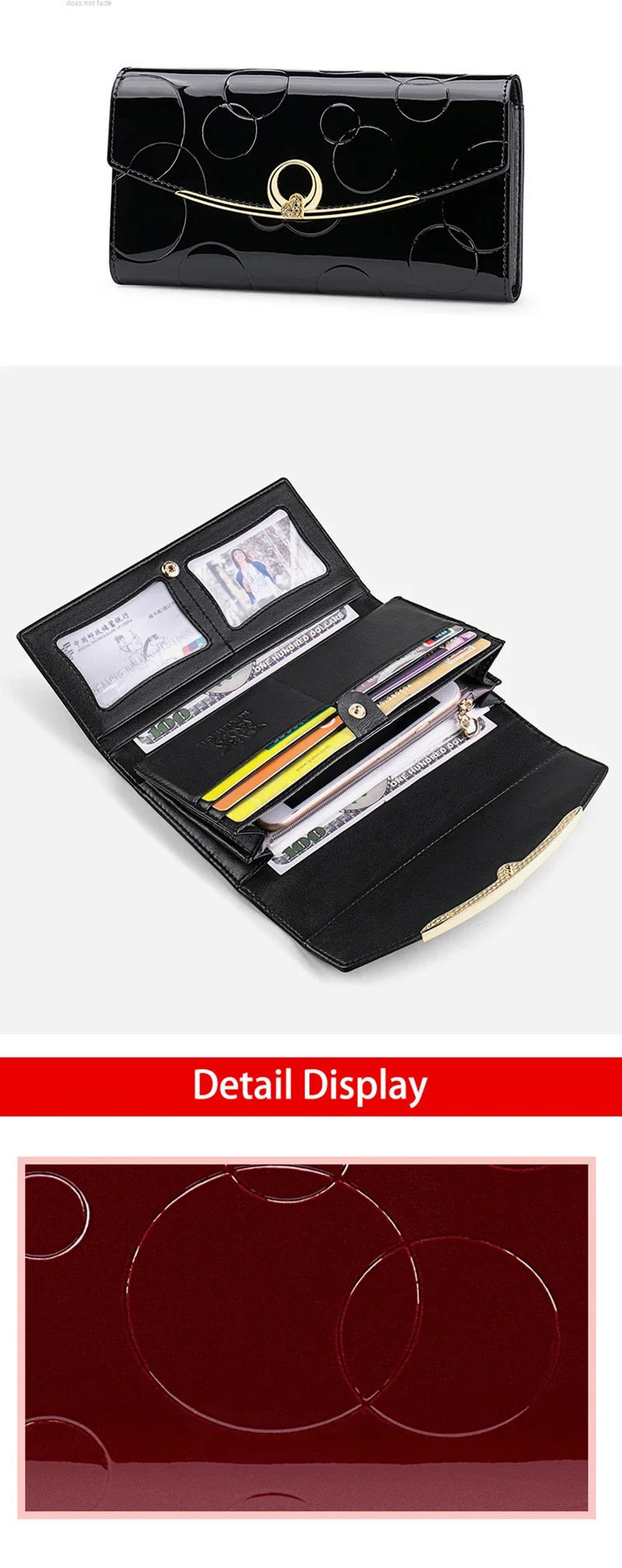 Genuine Leather Wallets	for Women Luxury Designer Purses RFID Card Holder Women's Long Handbag High Quality Ladies Gift