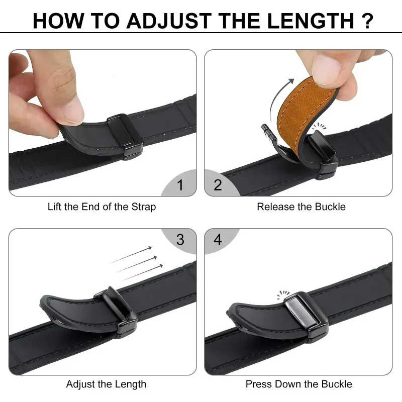 Luxury Leather and Silicone Magnetic Watch Strap Bracelet