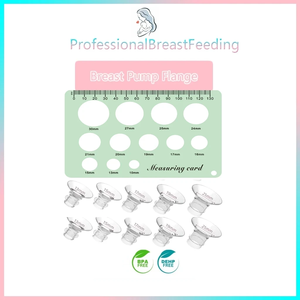 13mm15mm17mm19mm and 21mm Inserts for 24mm Flange and Silicone Nipple Measuring Card Breast pump accessories Sizing Tool