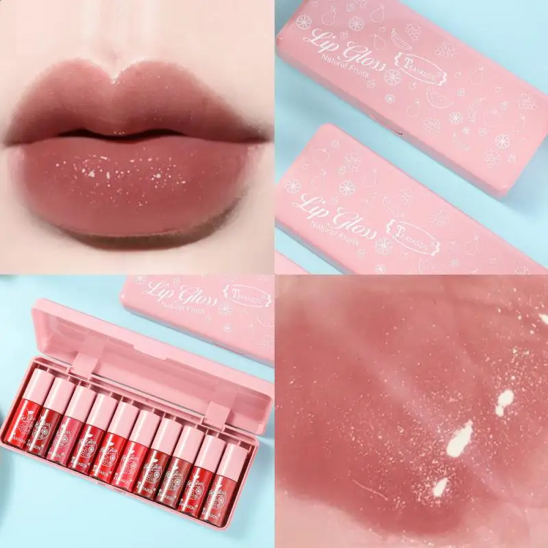 

10 Colors Shiny Lipstick Lip Gloss Kawaii Cosmetics Waterproof Longlasting Lip Gloss Moisturizing Non Stick Cup Lip Tint TSLM1