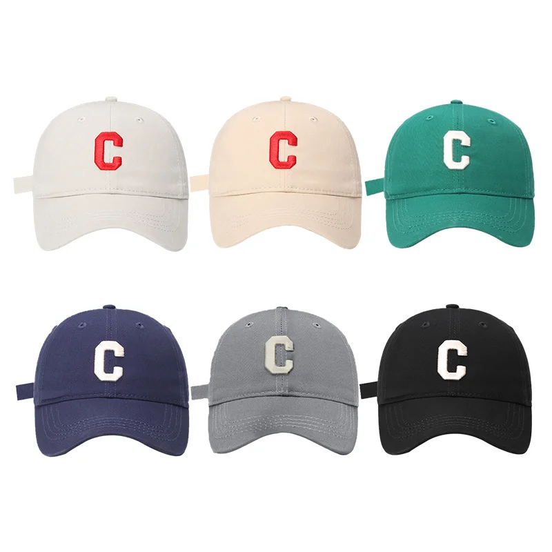 Letter C Embroidered Baby Baseball Cap Solid Color Children Snapback Hat for Girls Boys Casual Kids Adjustable Sun Visors