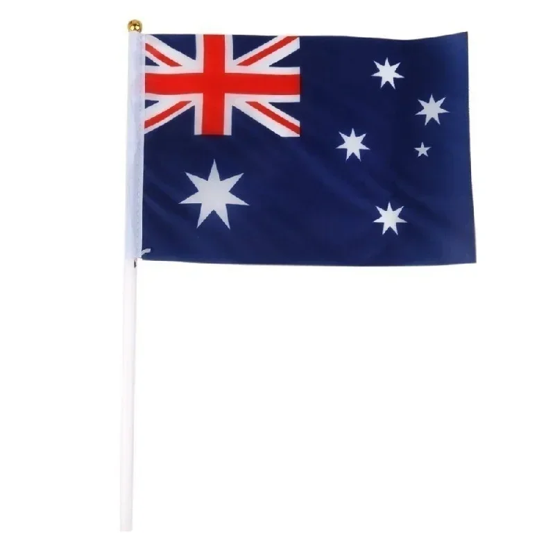 5/10pcs Hand Held Mini Flag Waving Australian National Flags Plastic Poles 21X14cm Australia Flag Ball Game Hand Cranked Flag