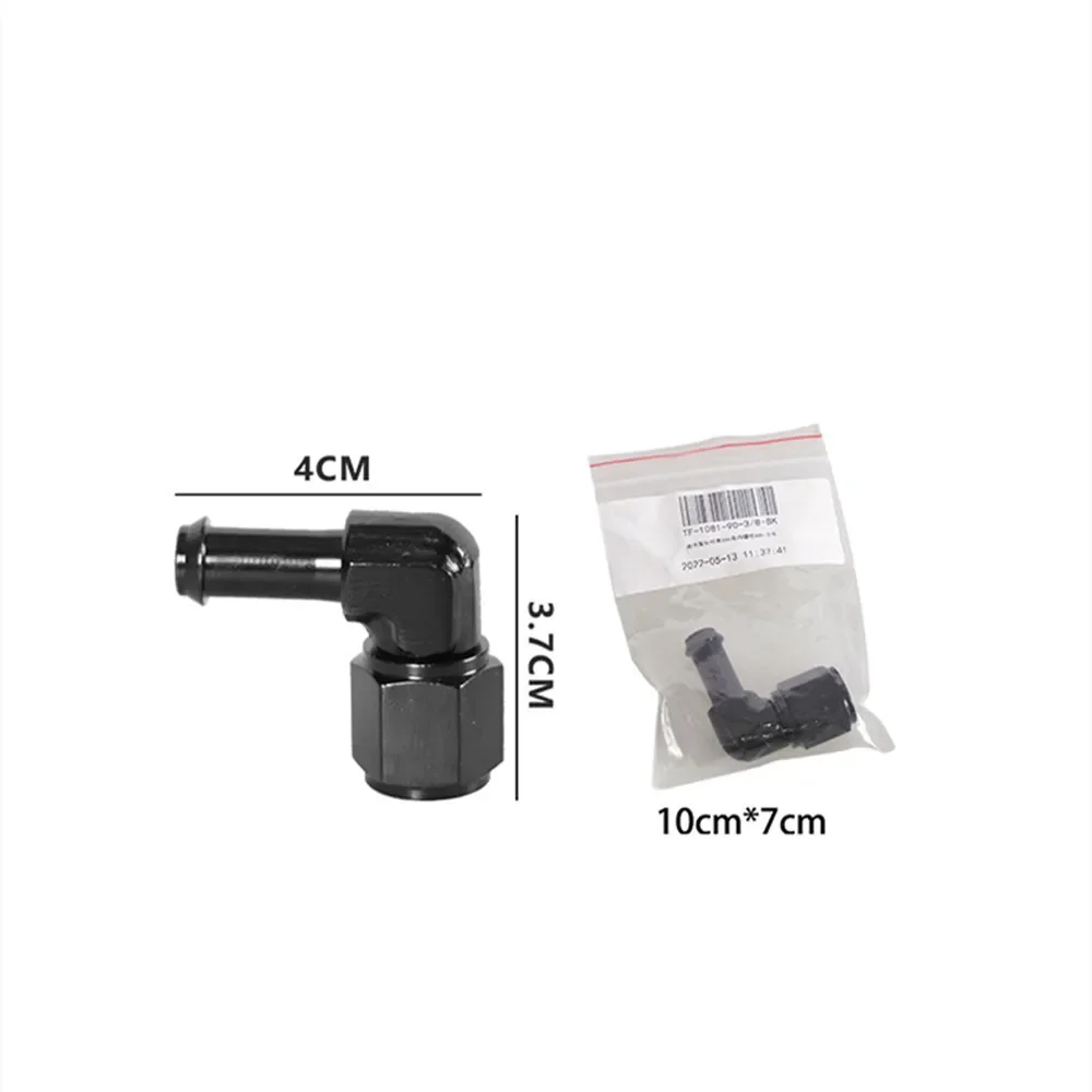 6AN Female to 5/16" and 3/8" Barb Hose Fitting 90 Degree Swivel