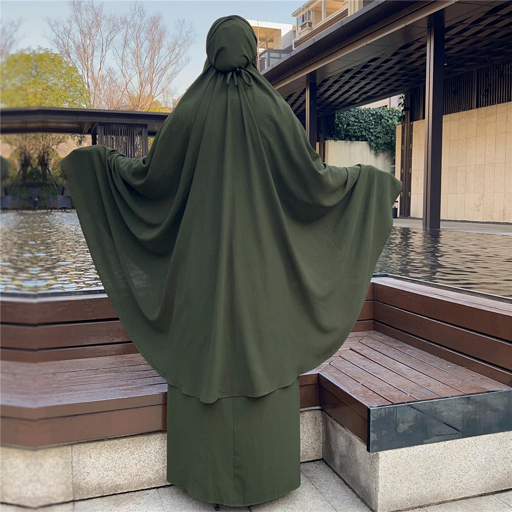 

Robes for Women Islamic Clothing Muslim Robe 2 Piece Sets Abaya Khimar Hijab Skirts Dubai Turkish Prayer Garment Eid Ramadan