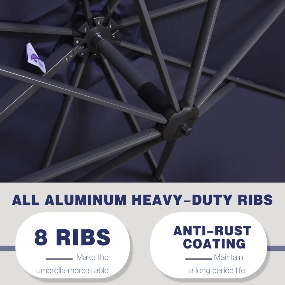 10 Feet Patio Umbrella Outdoor Cantilever Round Umbrella Aluminum Offset Umbrella with 360-degree Rotation for Garde 4