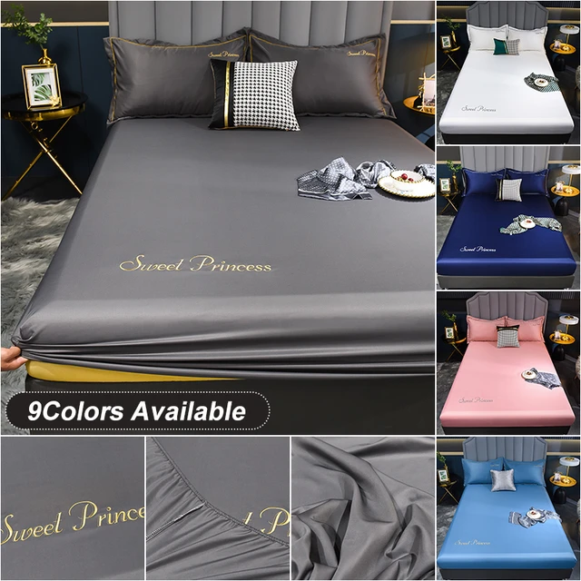 1pc Fashionable Simple Solid Color Silk Satin & Ice Silk Bed Sheet Cover,  Breathable, Anti-dust, Bedroom Bedding Accessory For Both Men And Women