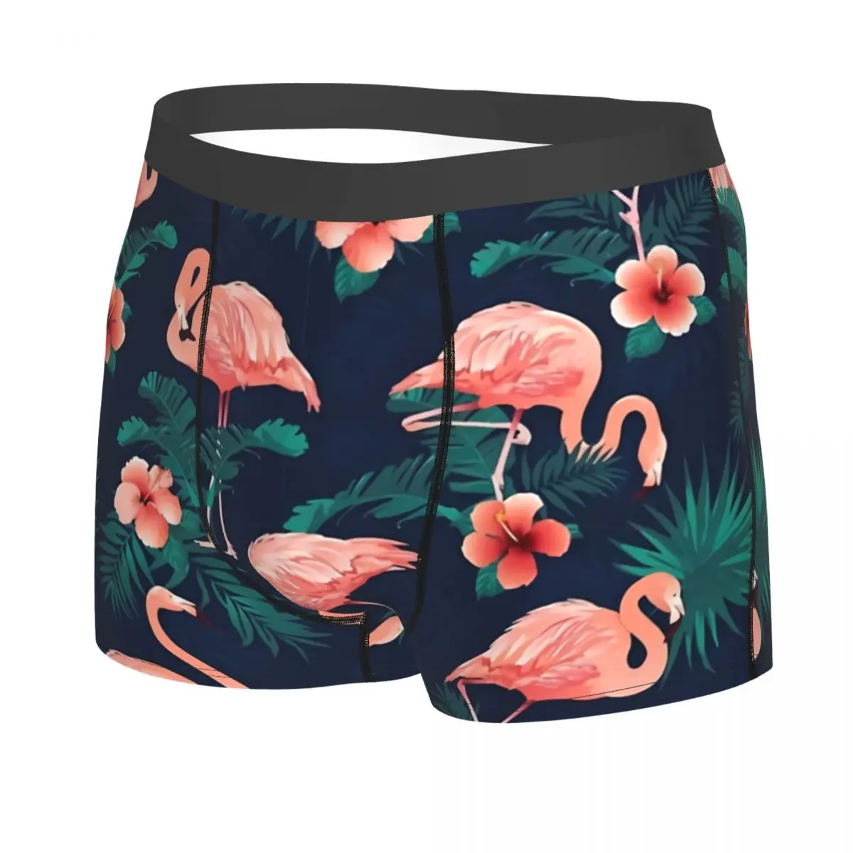 Flamingo Hibiscus Tropical Leaves Man's Boxer Briefs Underpants Highly Breathable Top Quality Birthday Gifts 2