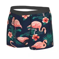Flamingo Hibiscus Tropical Leaves Man's Boxer Briefs Underpants Highly Breathable Top Quality Birthday Gifts 2