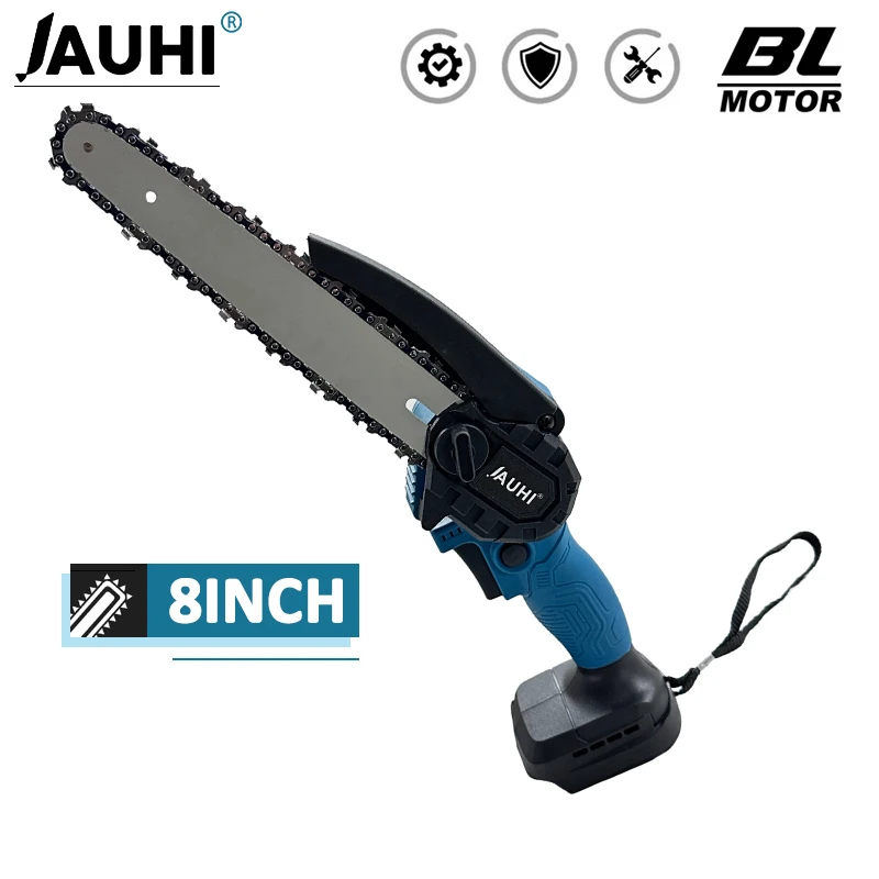 

JAUHI 8inch Portable Cordless Chain Saw Electric Chainsaw Rechargeable Saws Gardening Power Tools For Makita 18V Battery