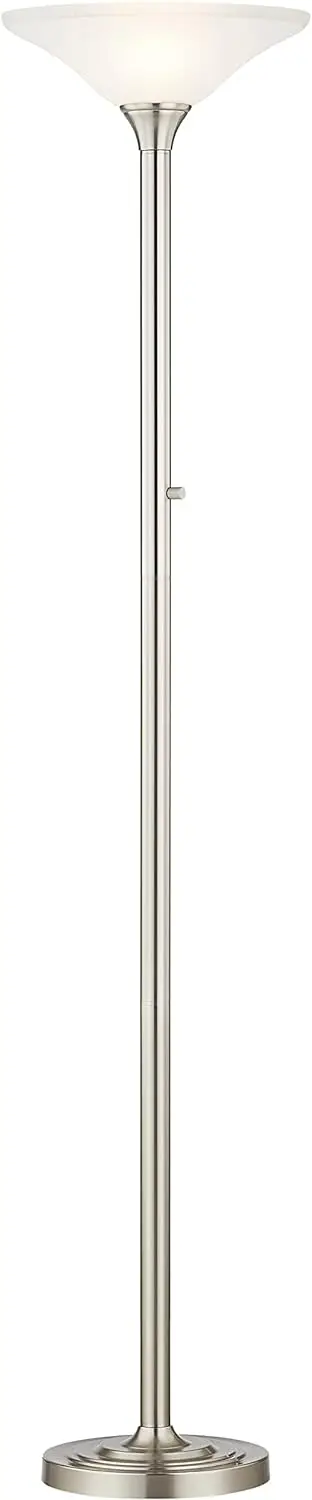 

Coordinates, 150W 71-Inch LED Torchiere Floor Lamp with Hammered Glass Shades, Brushed Steel Finish, Dimmable