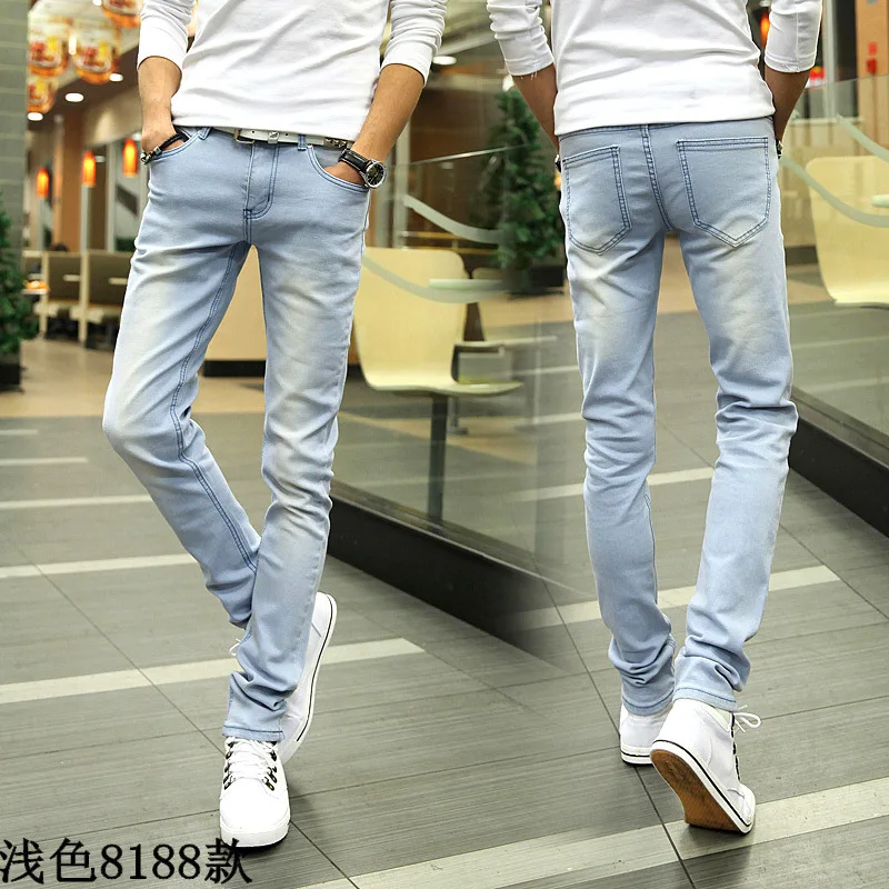 Spring Autumn 2022 Fashion Denim Teenagers Boy New Elastic Feet Pants Men's Slim Pants Men's Pants Black Korean Small Feet Jeans