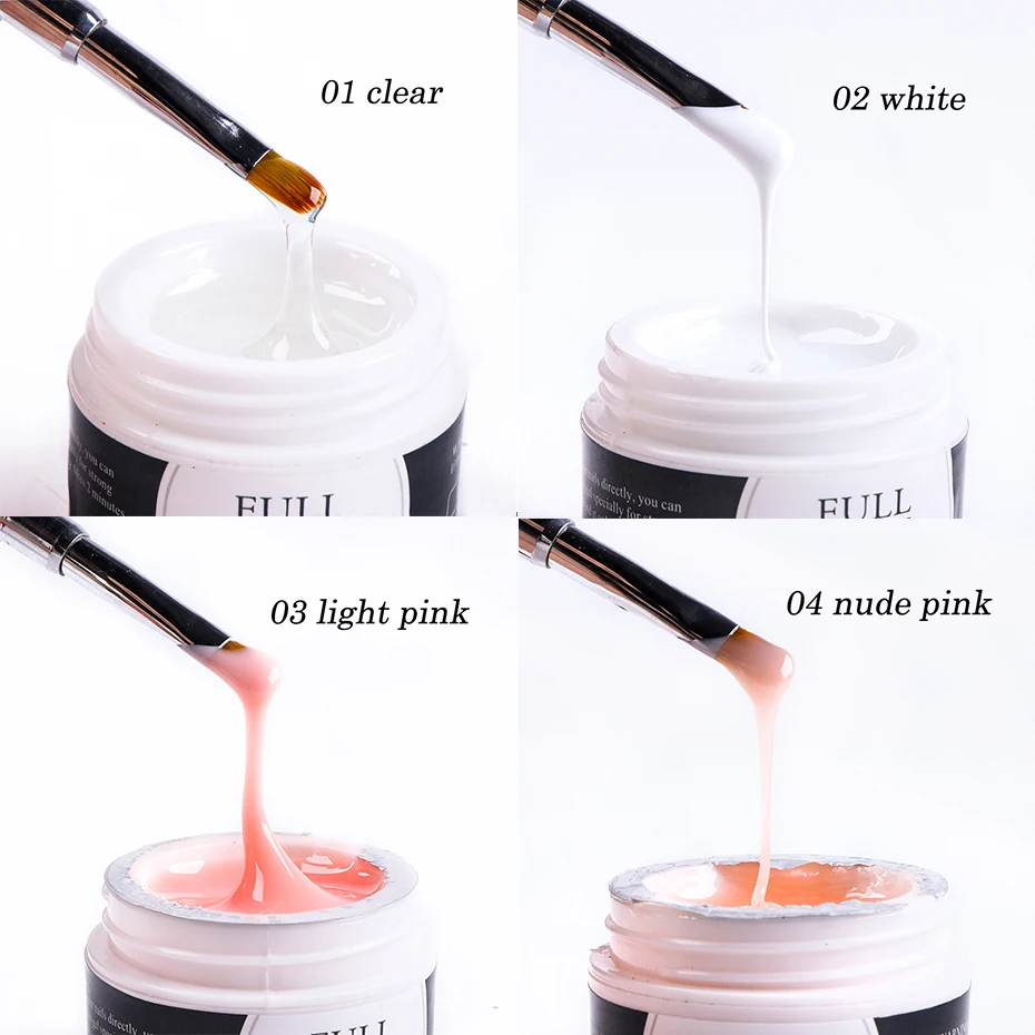1Set Nail Extension Gel Brush Tips Forms Fiberglass Kits Clear Nude Polish Quick Building Poly UV Gel DIY Nail Art Tools LY1800 2