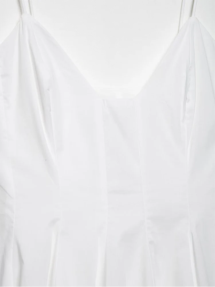 TFMLN Sexy Women Pleated Strap Dresses 2025 Summer Sweet Sleeveless Backless Party Dress Fashion Chic Solid V Neck Mini Dresses