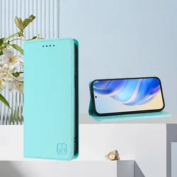 Luxury RFID Leather Wallet Flip Cover - Magnetic Closure for Poco F9 Pro (Light green)
