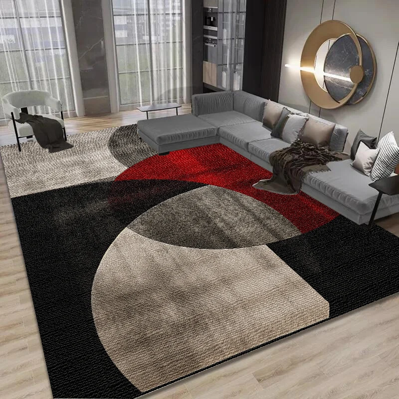 Modern Geometry Living Room Carpets Red Black Abstract Bedroom Bedside Decor Rug Sofa Table Beside Mats Large Area Rugs ковер 러그 3