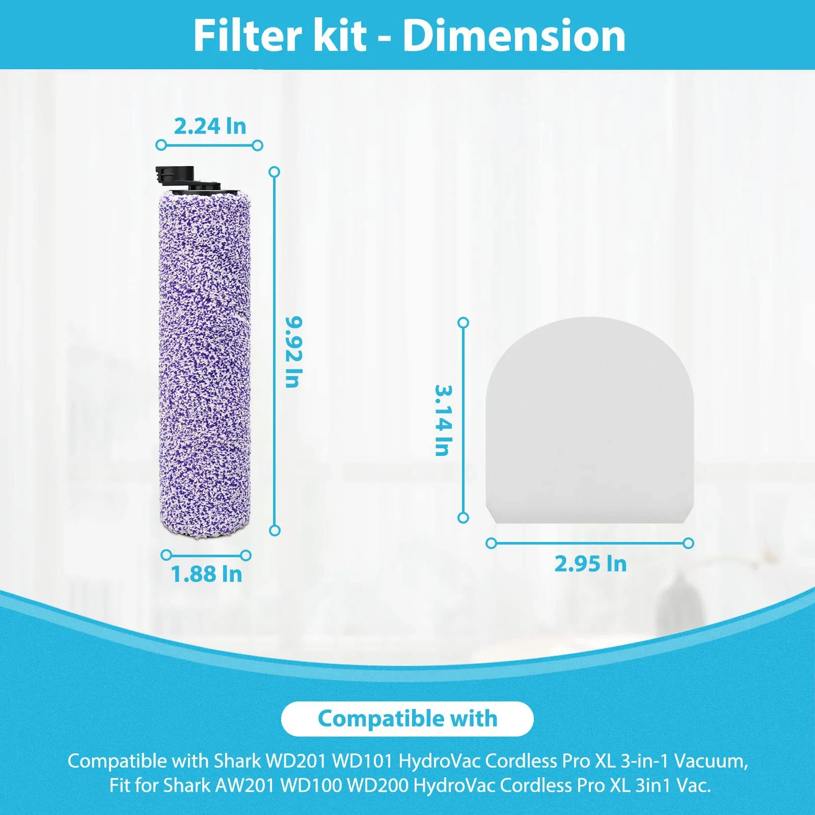 Cepillo Giratorio Y Filtro De Repuesto Para Aspiradora HydroVac XL 3 En 1 WD100/WD101/WD200