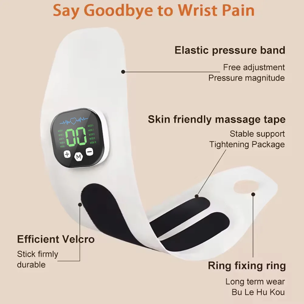 Electric Wrist Massager 5 Levels Compress 3 Levels Vibration Massage Wrist Guard Band Carpal Tunnel