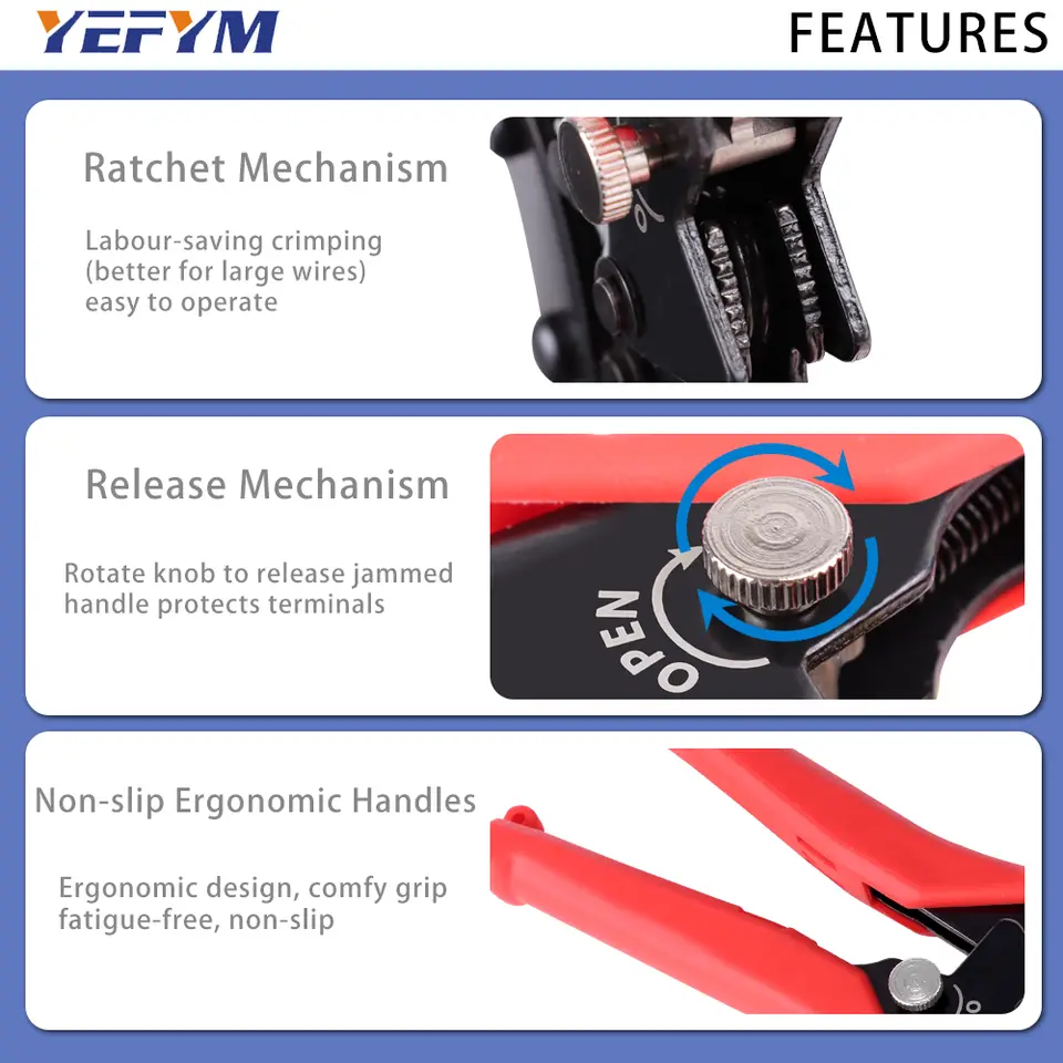 Insulated Terminals & Non-Insulated Terminals Cold Crimping Pliers Multifunctional Ratchet Crimping Tool Model image 5