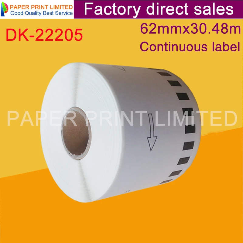 Compatible DK-22205 dk22205 Label 62mm*30.48M Continuous Compatible for Brother Label Printer White Paper