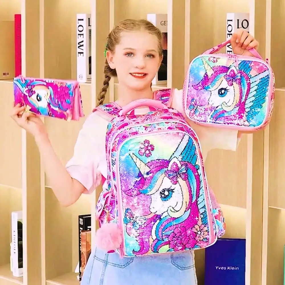 Pink Unicorn School Bags Unicorn Backpack And Lunch Box Myron