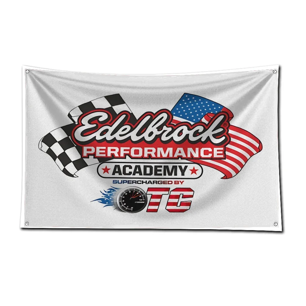 3x5 Ft Racing Car Flag Polyester Digital Printing Edelbrocks Banner for Garage Wall Art Out Door Decoration With Brass Grommets