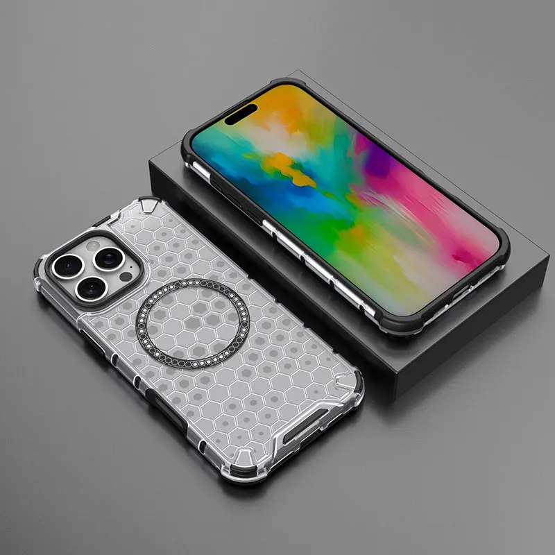 Shockproof Crystal Honeycomb Magnetic Case with Air-Cushion Soft Shell
