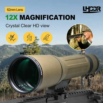 12x62 HD Monocular Telescope with Tripod – High Power Portable Scope for Bird Watching, Hunting, Hiking, Camping & Wildlife Observation (Army Green) 1
