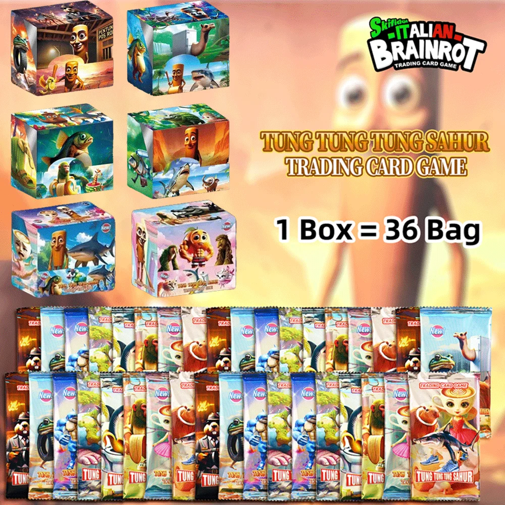 Italian Brainrot Cards Collection Tungtungtung Sahur Card Battle Card Game Toy For Children Trading Cards Birthday Gift 1 Set